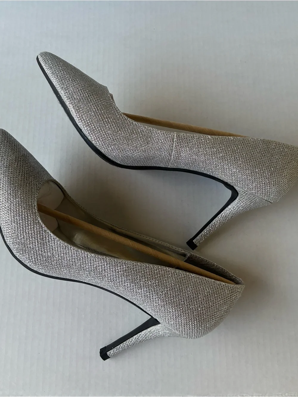 Silver Pointed-Toe High Heel Pumps - Women's Dress Shoes